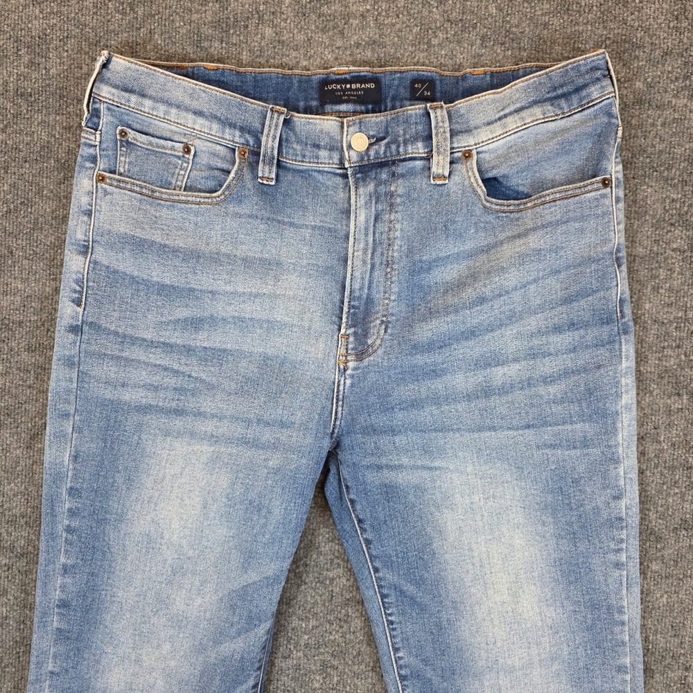 Lucky Brand Jeans Mens 40x31 Blue Denim Athletic Taper Straight Leg Stretch - Picture 3 of 12